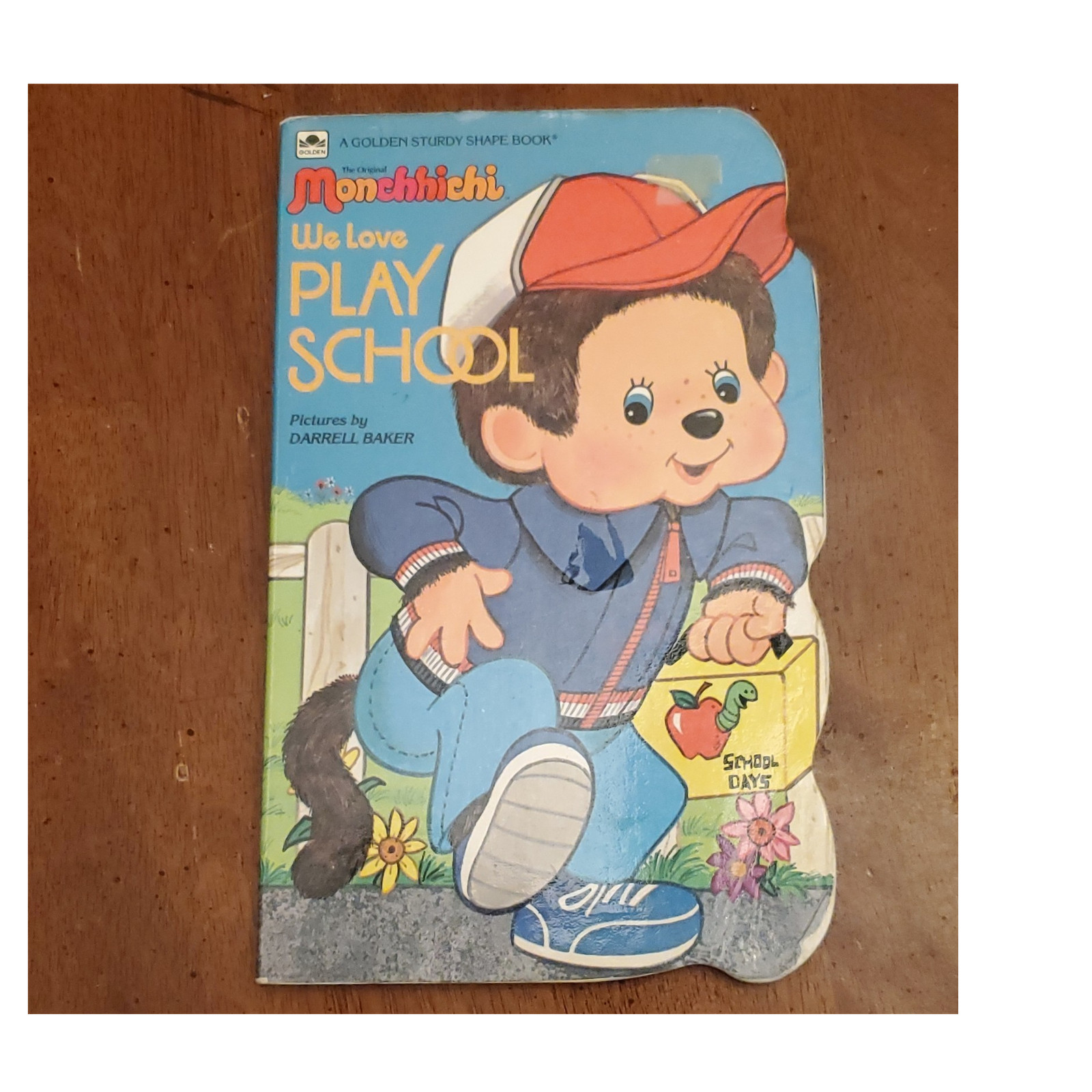 Monchhichi Golden Sturdy Shape Board Book by Darrell Baker 1983 Illustrated