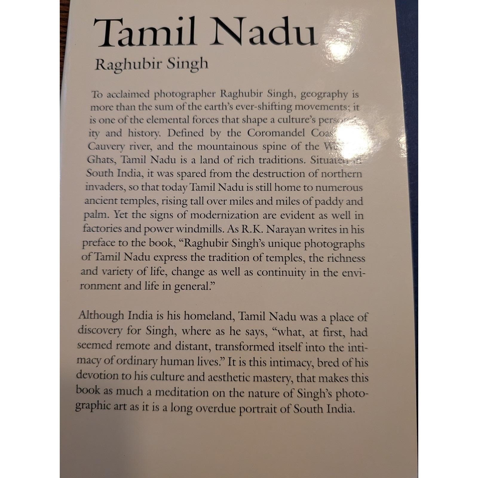 Tamil Nadu by Raghubir Singh Hardback Book Amazing India Photos VTG