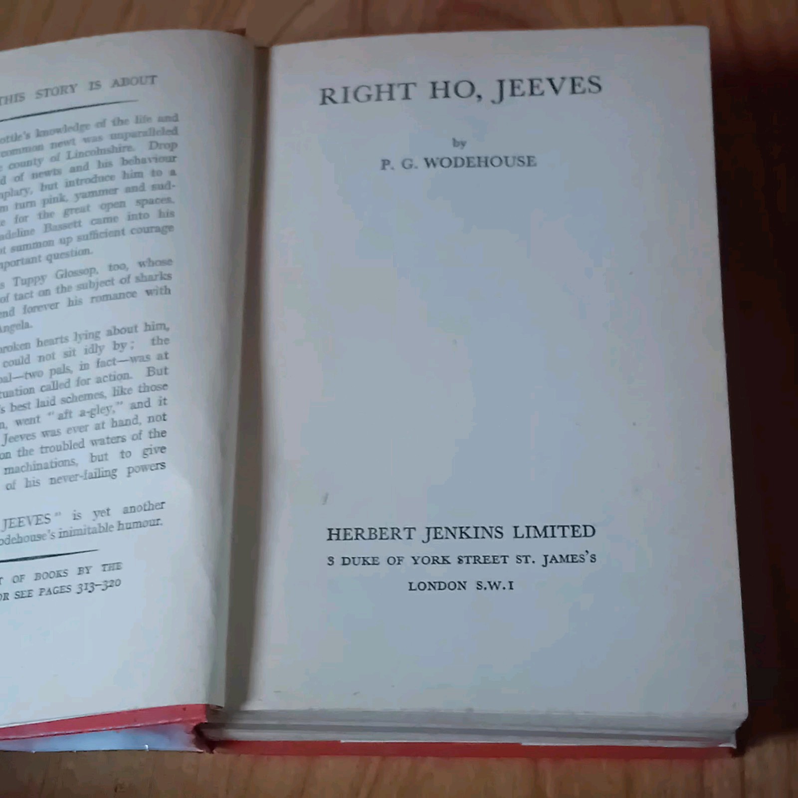 P.G.Wodehouse Right Ho,Jeeves Fifth Print 1940s Facsimile D/W Herbert Jenkins VG