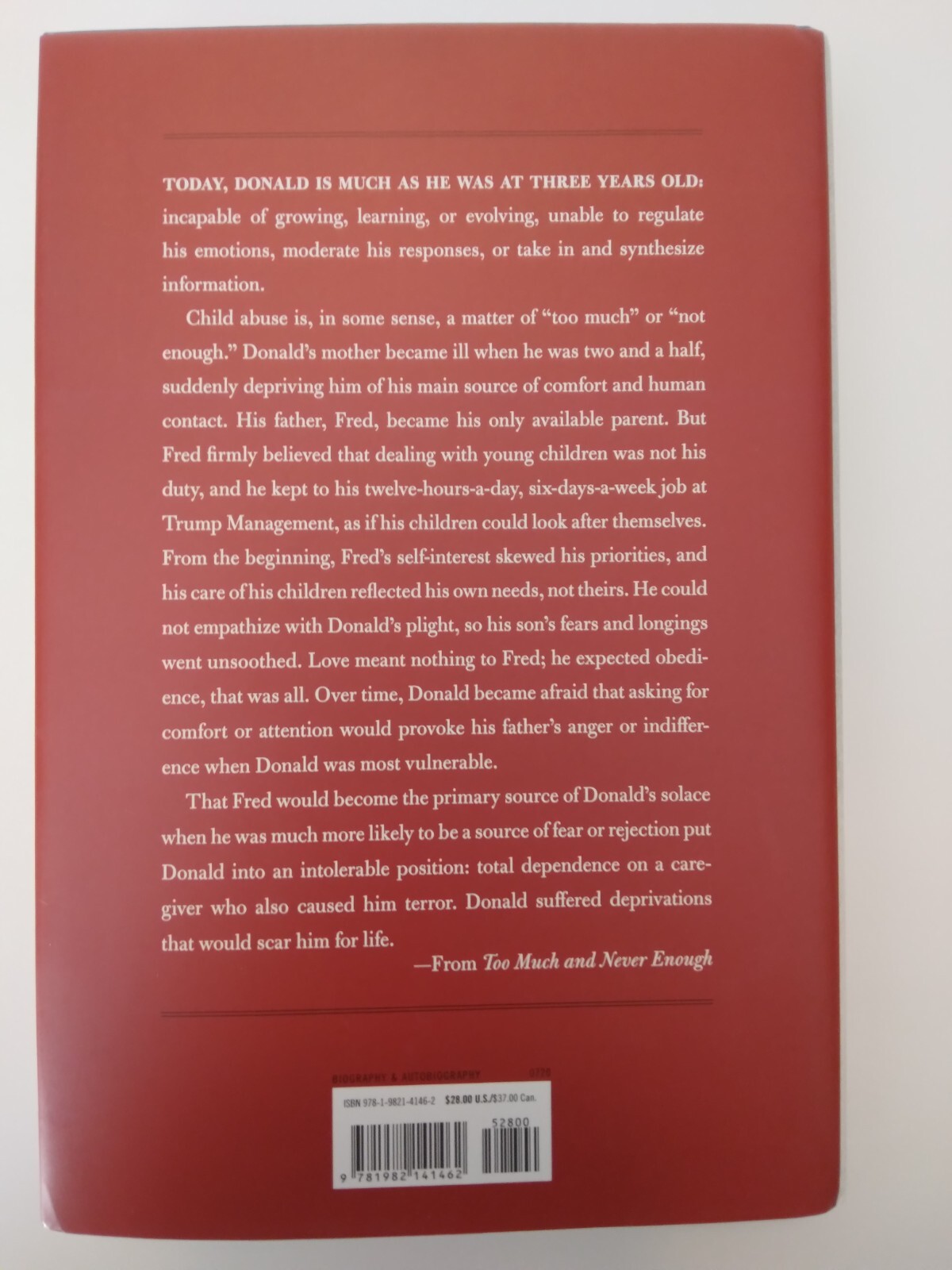Book Political Too Much and Never Enough by Mary L. Trump (2020 ,Hardcover)