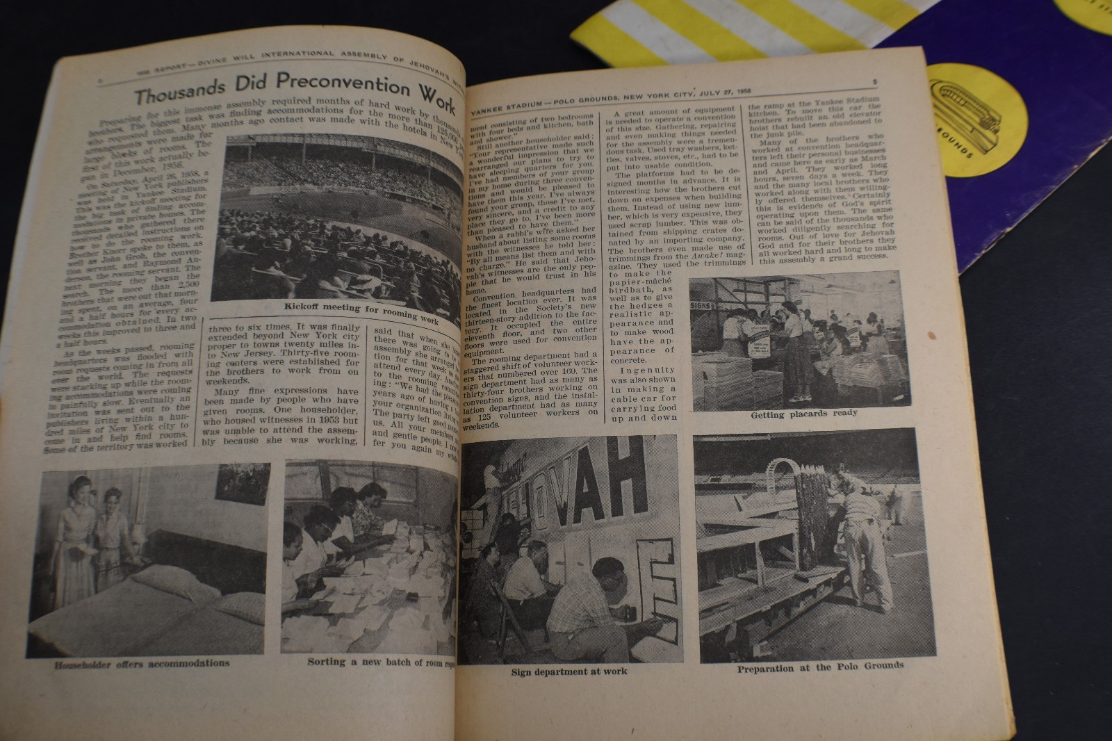 1958 Divine Will Jehovahs Witnesses Report & Program NY City Yankee Stadium/Polo