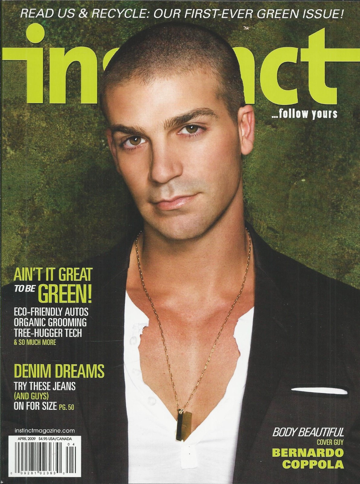 Instinct Gay Magazine Bernardo Coppola Eco Friendly Auto Organic Grooming Denim