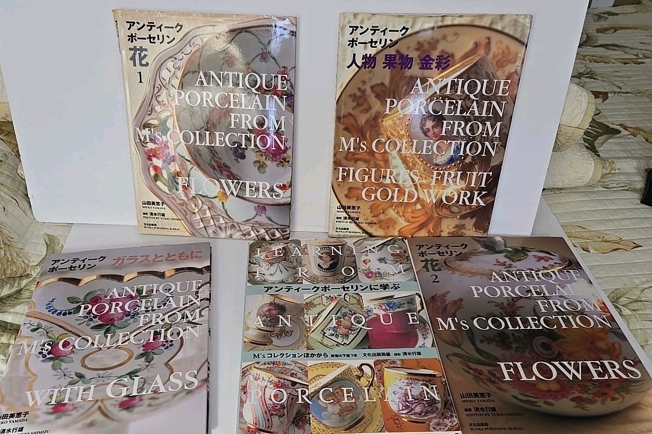 Antique Porcelain Flower Figure Japanese Book Ceramic Pottery Glass 5 Book set