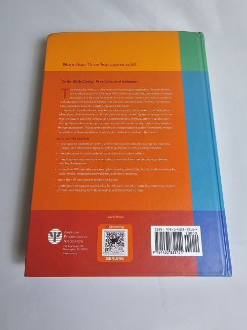 APA Publication Manual 7th Edition American Psychological Assoc Hardcover VG