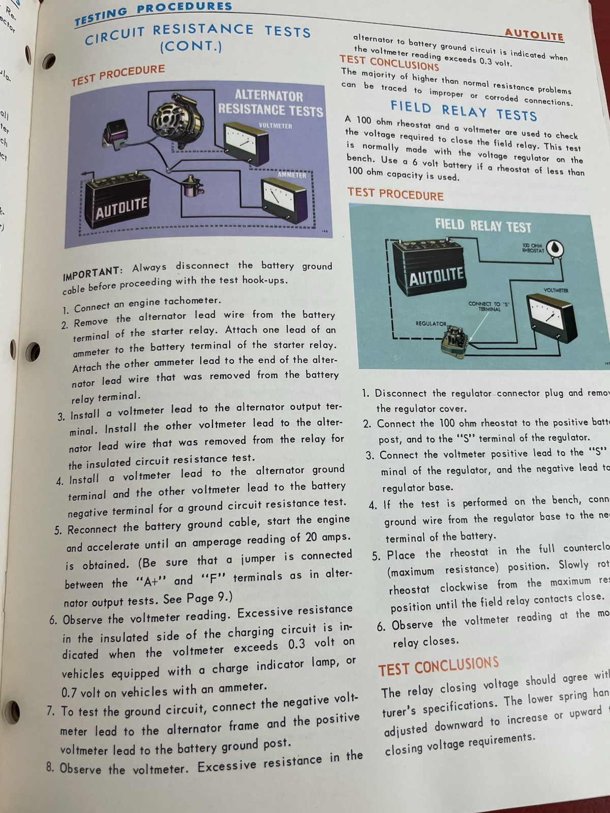 Autolite Alternator Testing Procedures Ford Motor Company VTG PB Booklet 1964