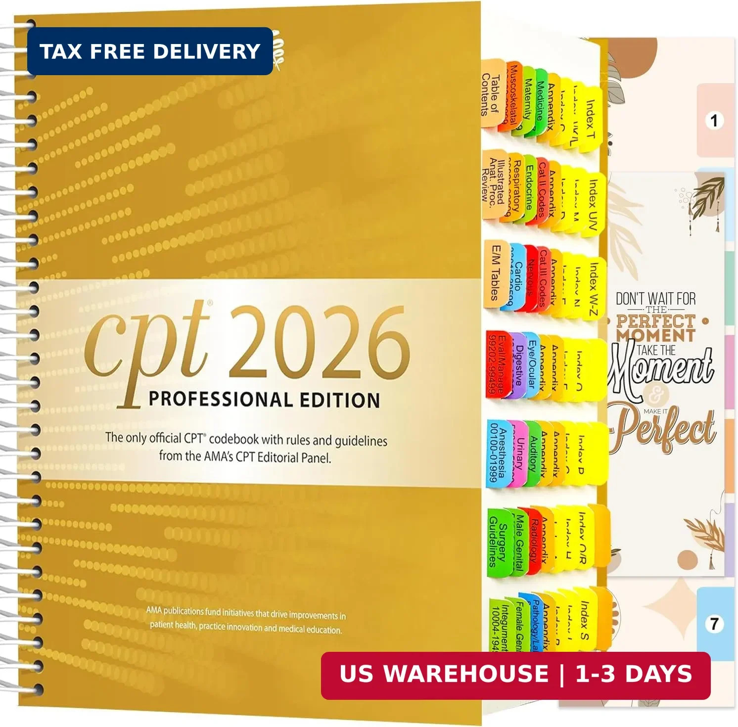 Index Tabs for CPT 2025/2026 Professional Edition. Color-Coded and Laminated Tab