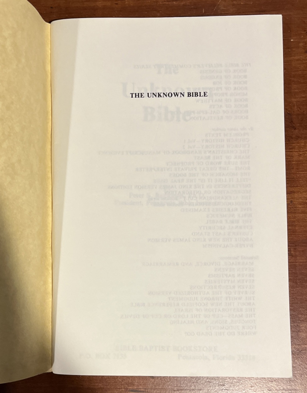 The Unknown Bible By Dr. Peter S. Ruckman – 1984 Staple Bound Paperback Book