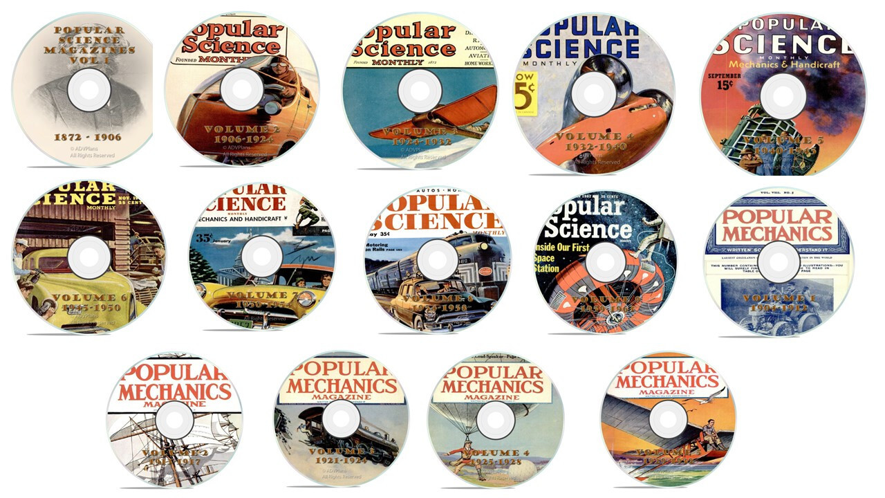 Popular Science, Popular Mechanics, 1337 Issues on 14 DVDs, Full Magazine Set