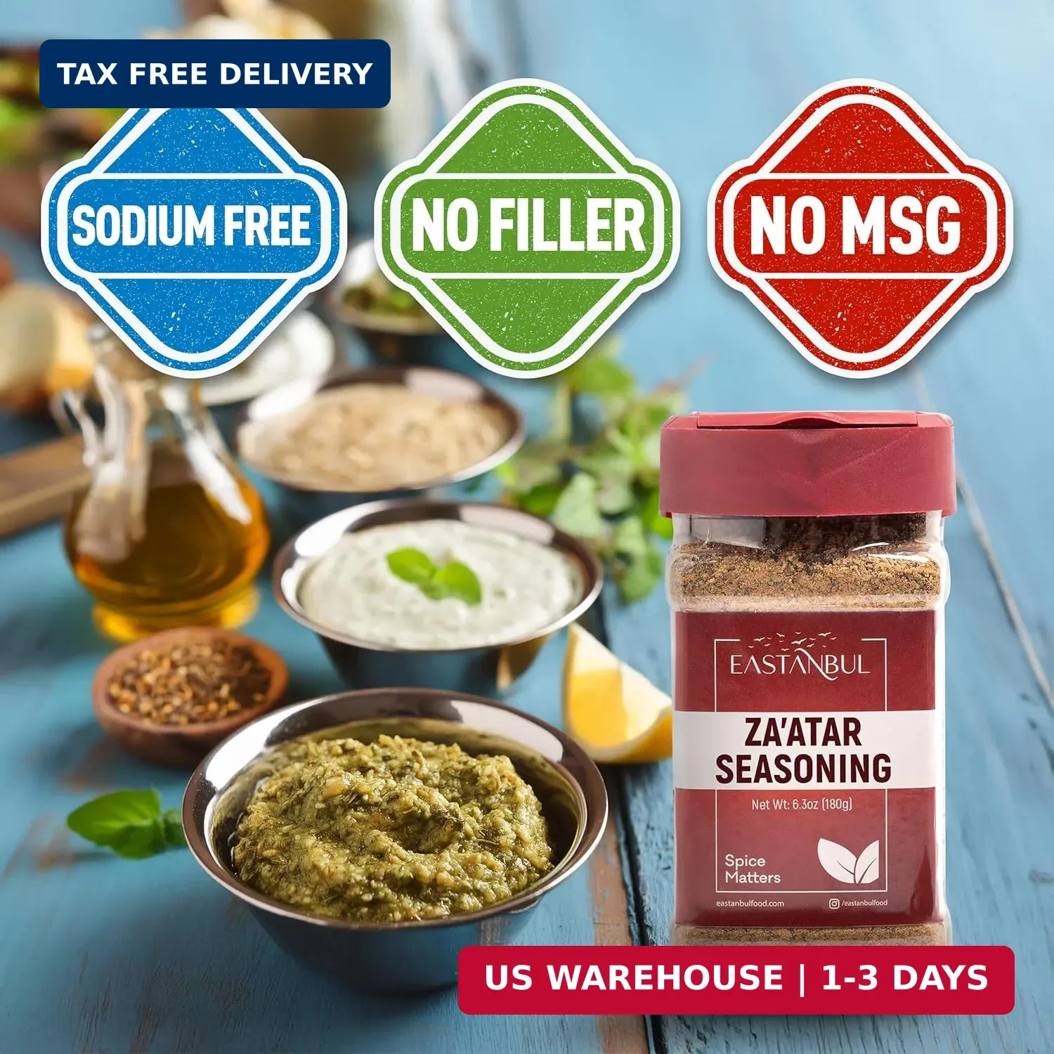 Eastanbul Zaatar Seasoning, 6.3oz, Za’atar, Zaatar Spice from Middle Eastern Spi