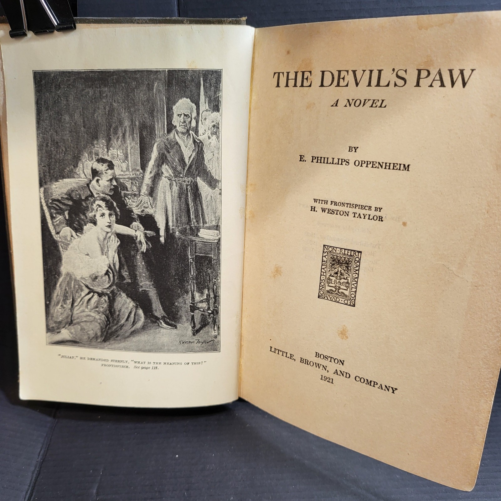 The Devil’s Paw by E. Phillips Oppenheim. 1921 Hardcover