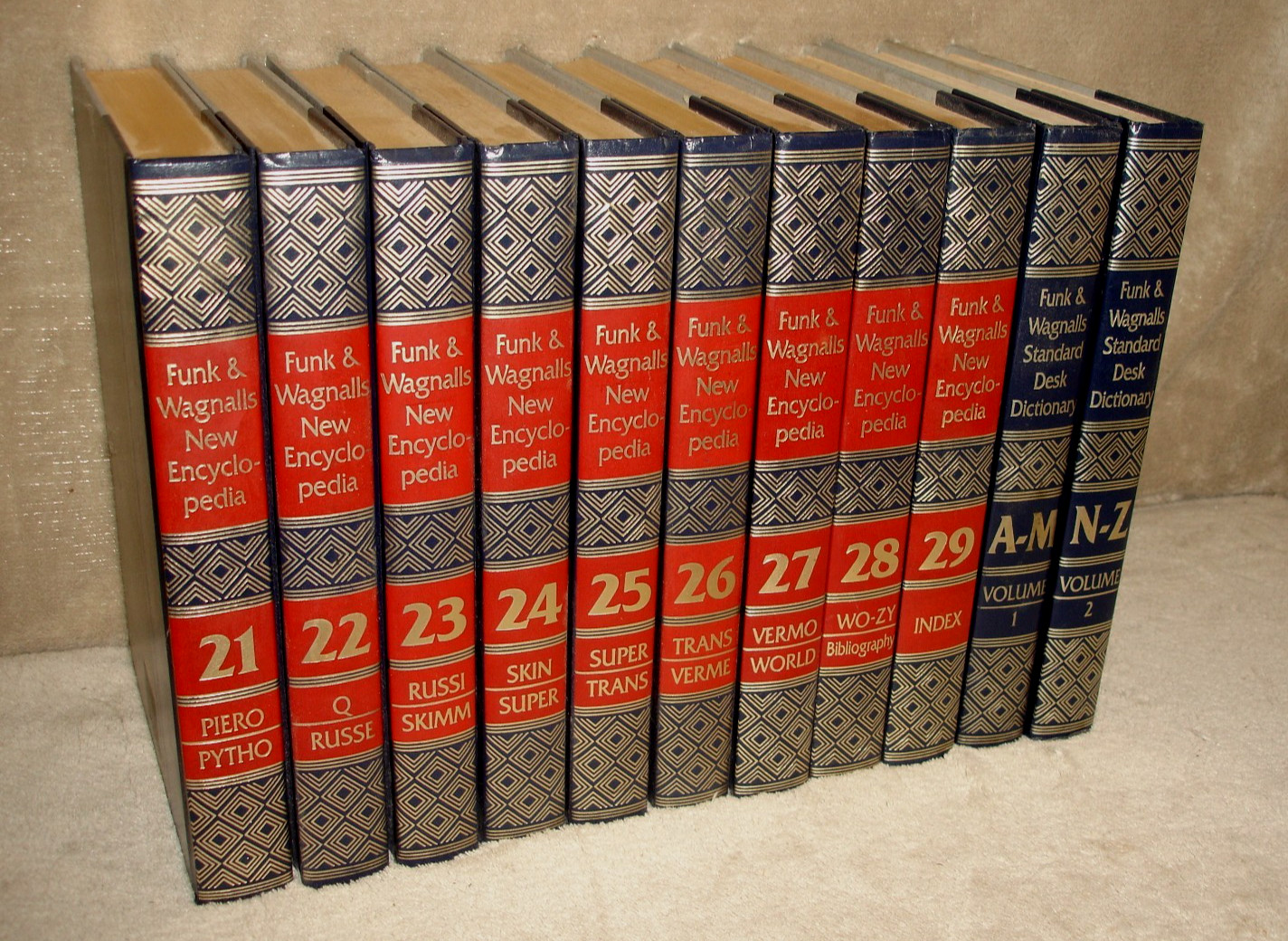 Partial Set 1986 Funk and Wagnalls New Encyclopedia Volumes 21-29 + Dictionary