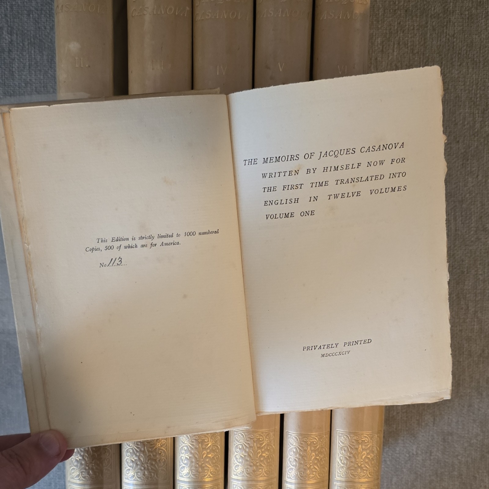 1894 Jacques Casanova De Seingalt Ltd Ed 12 Vol Privately Printed HC Eng