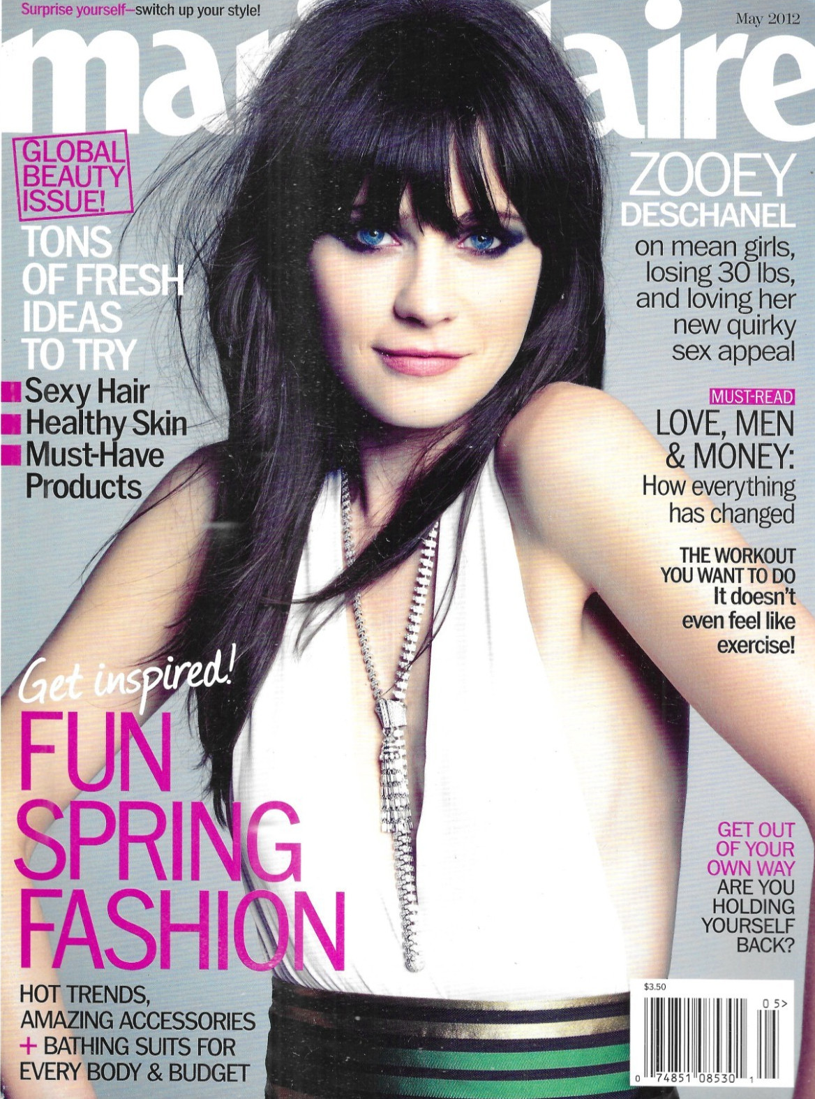 Marie Claire Magazine Zooey Dechanel Spring Fashion Felicity Jones Beauty 2012