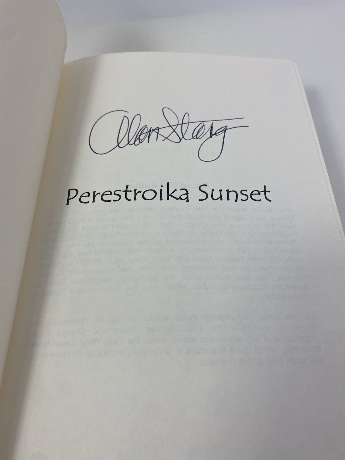 Perestroika Sunset SIGNED By Alan Stang – 1999 HC 1st Edition Like New Condition