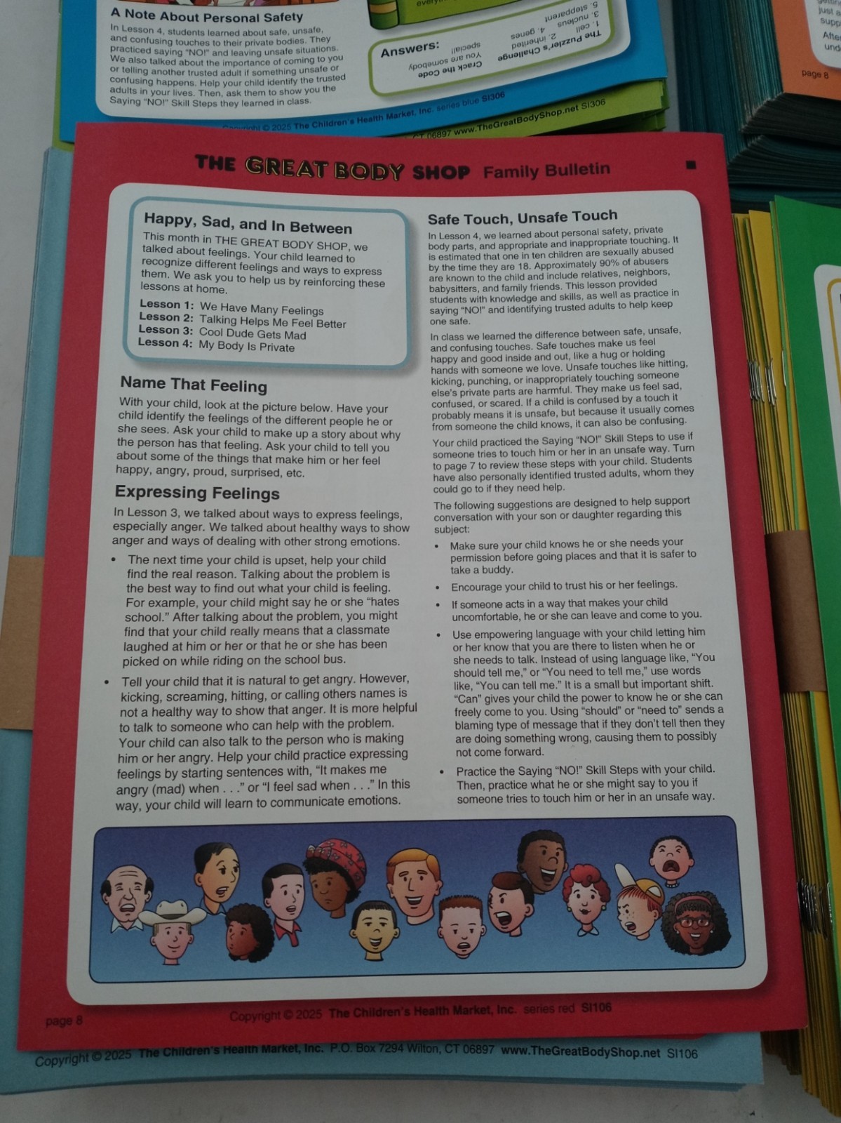 The Great Body Shop Family Bulletin, 4 different bulletins approx 90 copies each
