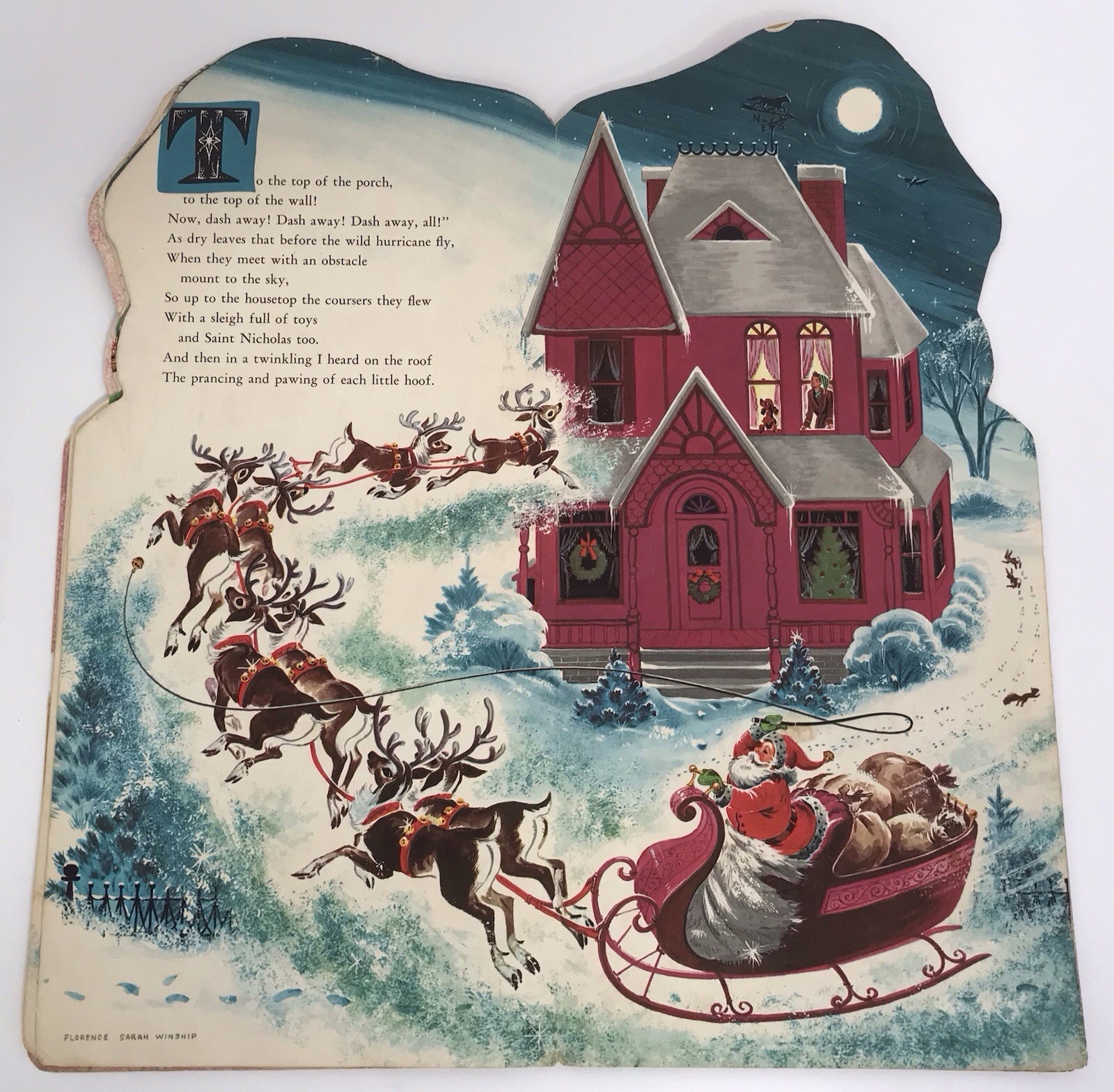 Vintage Whitman 1958 Night Before Christmas Book Florence Sarah Winship