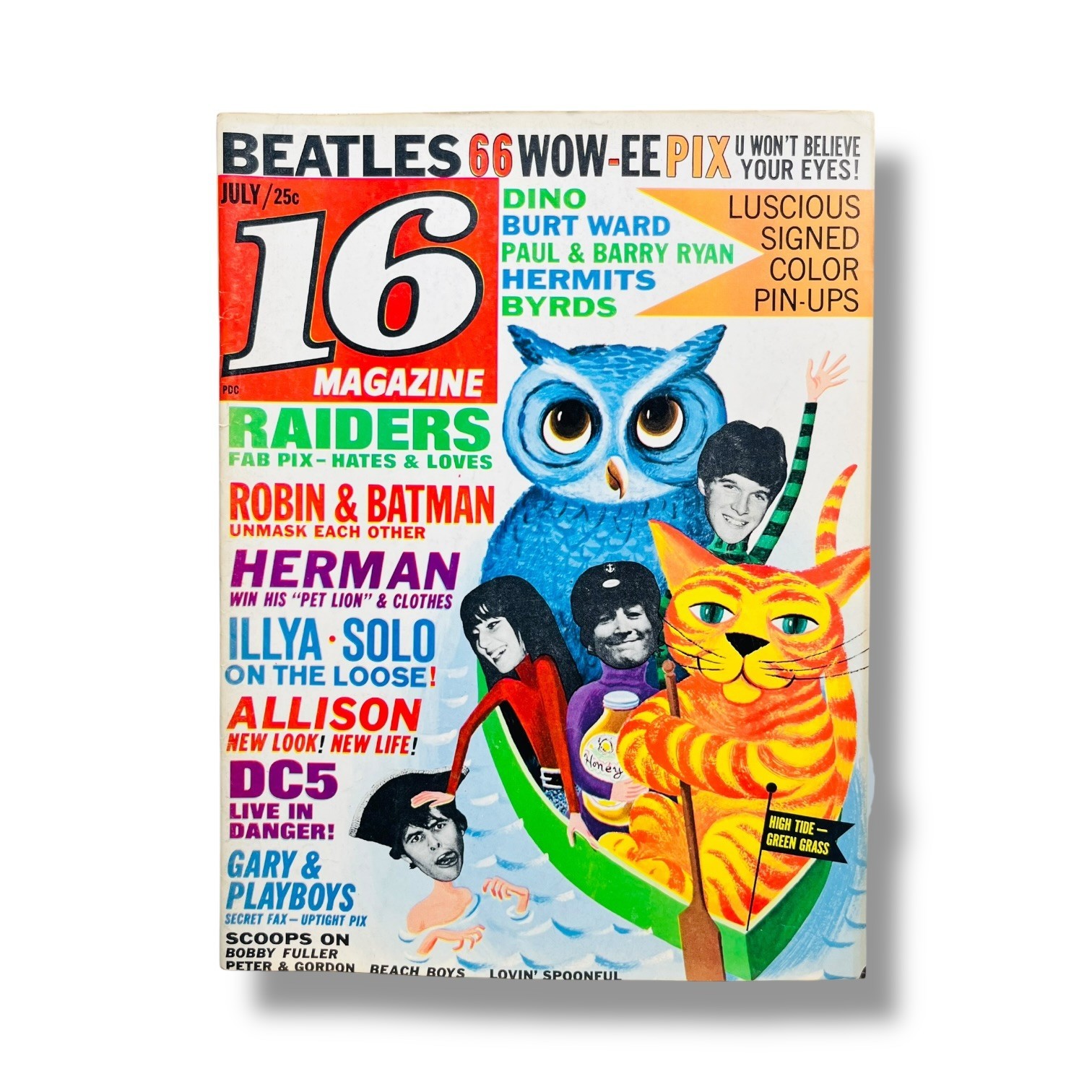 1960s Vintage 16 Magazine July 1966 Beatles Photos & Stories 60s Teen Pop Music