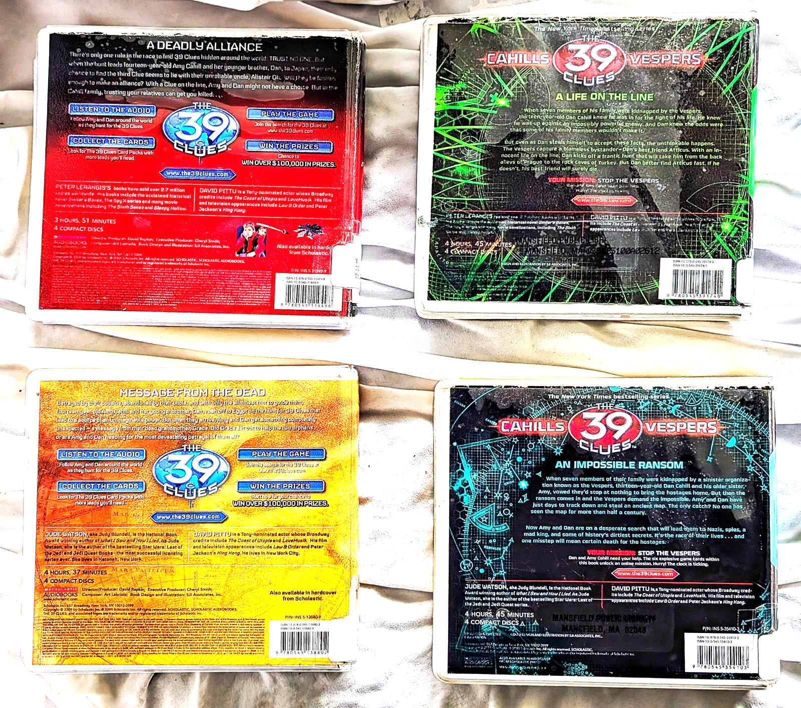 Lot🫆10🔴The 39 Clues💿Scholastic CD Audiobooks David Pittu🆓EXLIB📬Series 1 & 2