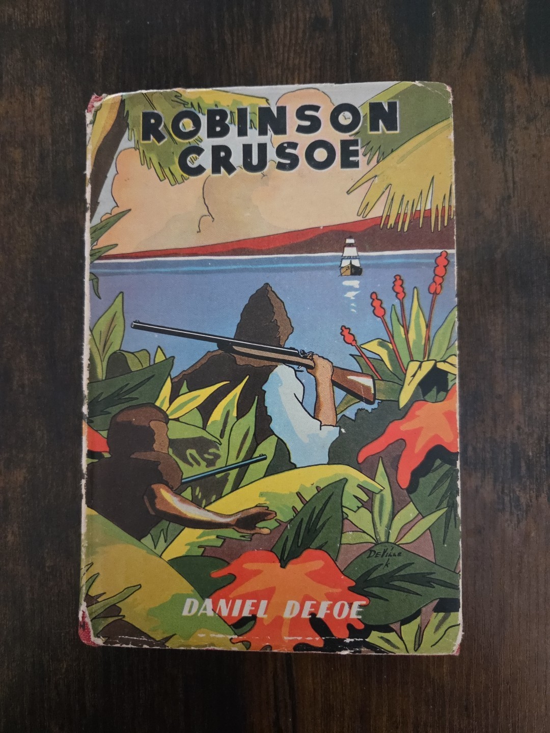 1940’s Vtg Robinson Crusoe by Daniel Defoe | Goldsmith Publishing | DJ/HC