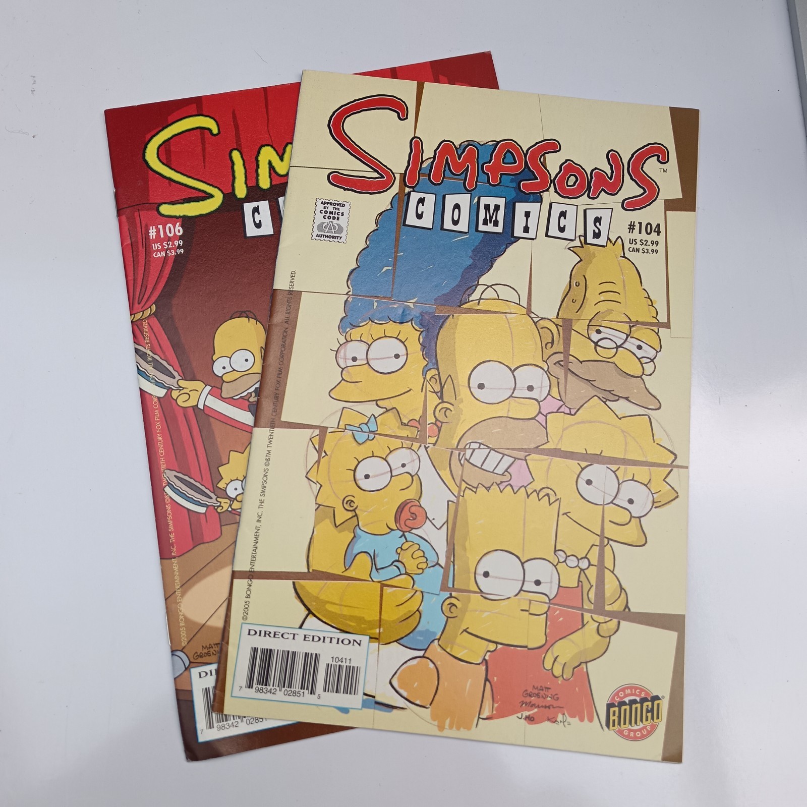 Simpsons Comics Bundle x2 Issues #104 & #106 Bongo Comics Direct Edition