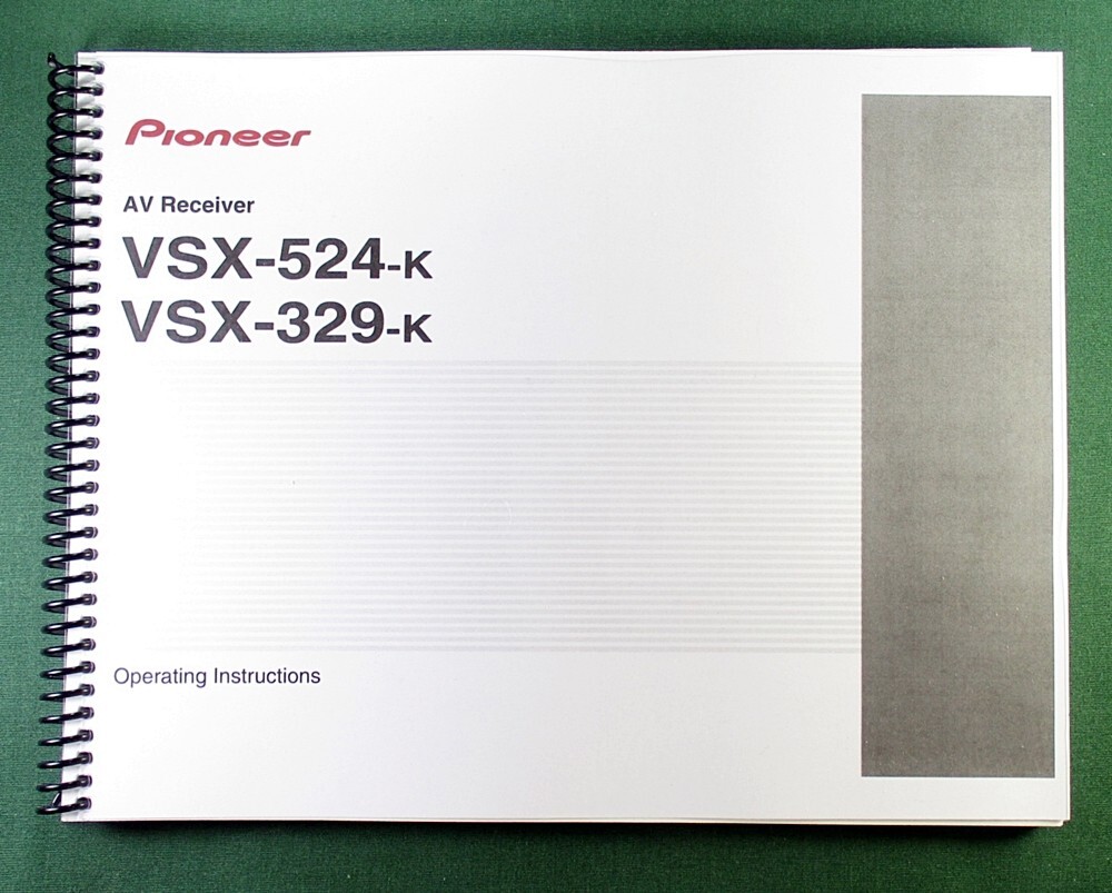 Pioneer VSX-524 Instruction Manual: Full Color 40 Pages & Protective Covers!