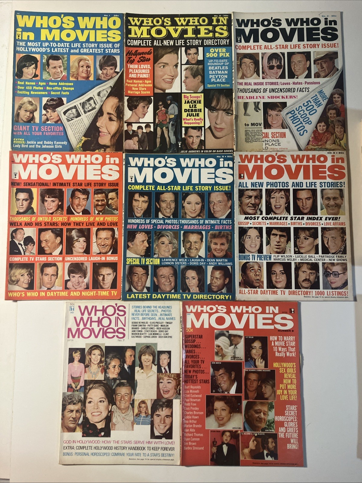 Lot Of 8 Vintage Who’s Who In Movies Magazine #1 #2 #3 #4 #5 #6 #7 #9 Batman +++