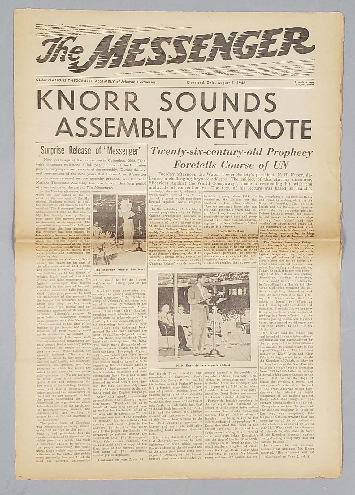 Rare Messenger August 7 1946 Convention Report Watchtower Jehovah