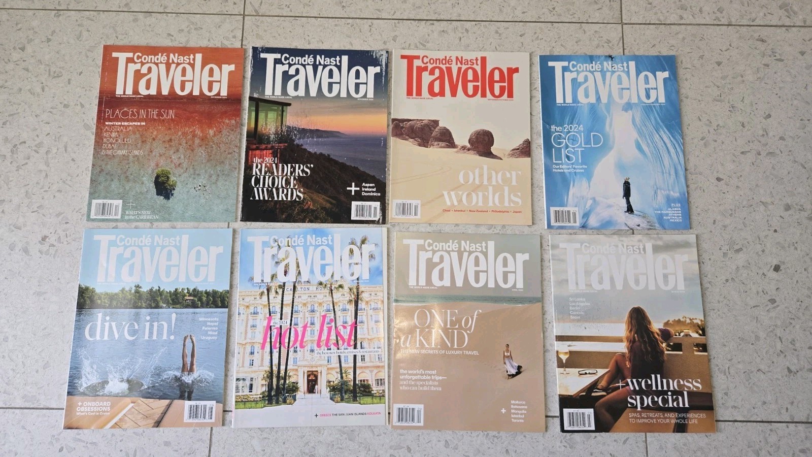 (8) Conde Nast Traveler Magazines All 2024 Issues
