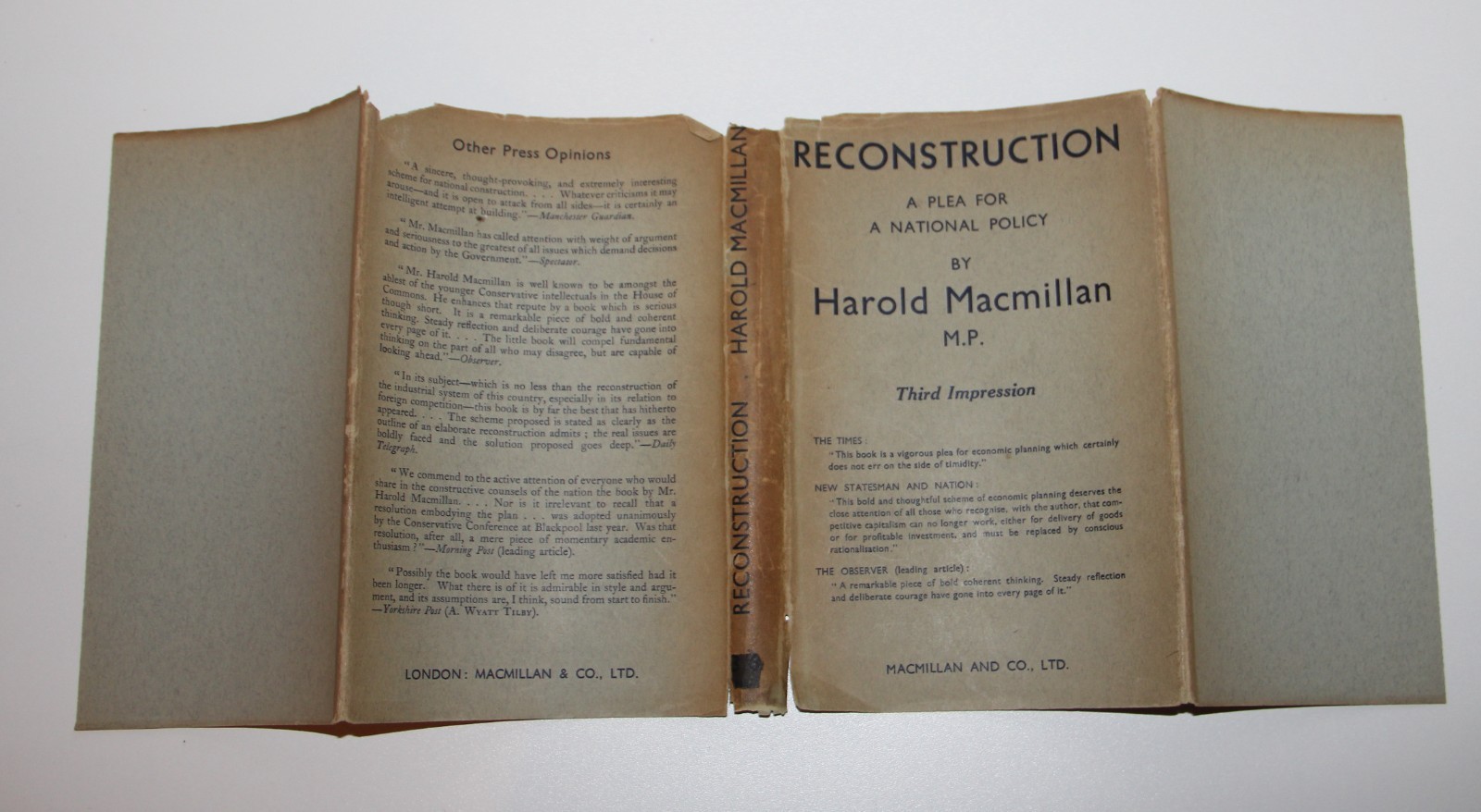 Harold Macmillan Reconstruction 1934 British Prime Minister