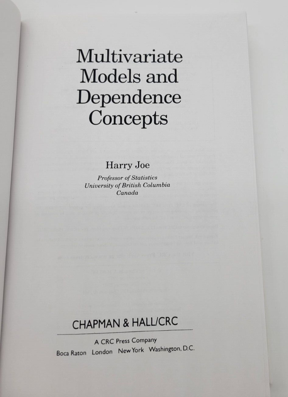 Multivariate Models and Dependence Concepts, Hardcover by Joe, Harry, Book