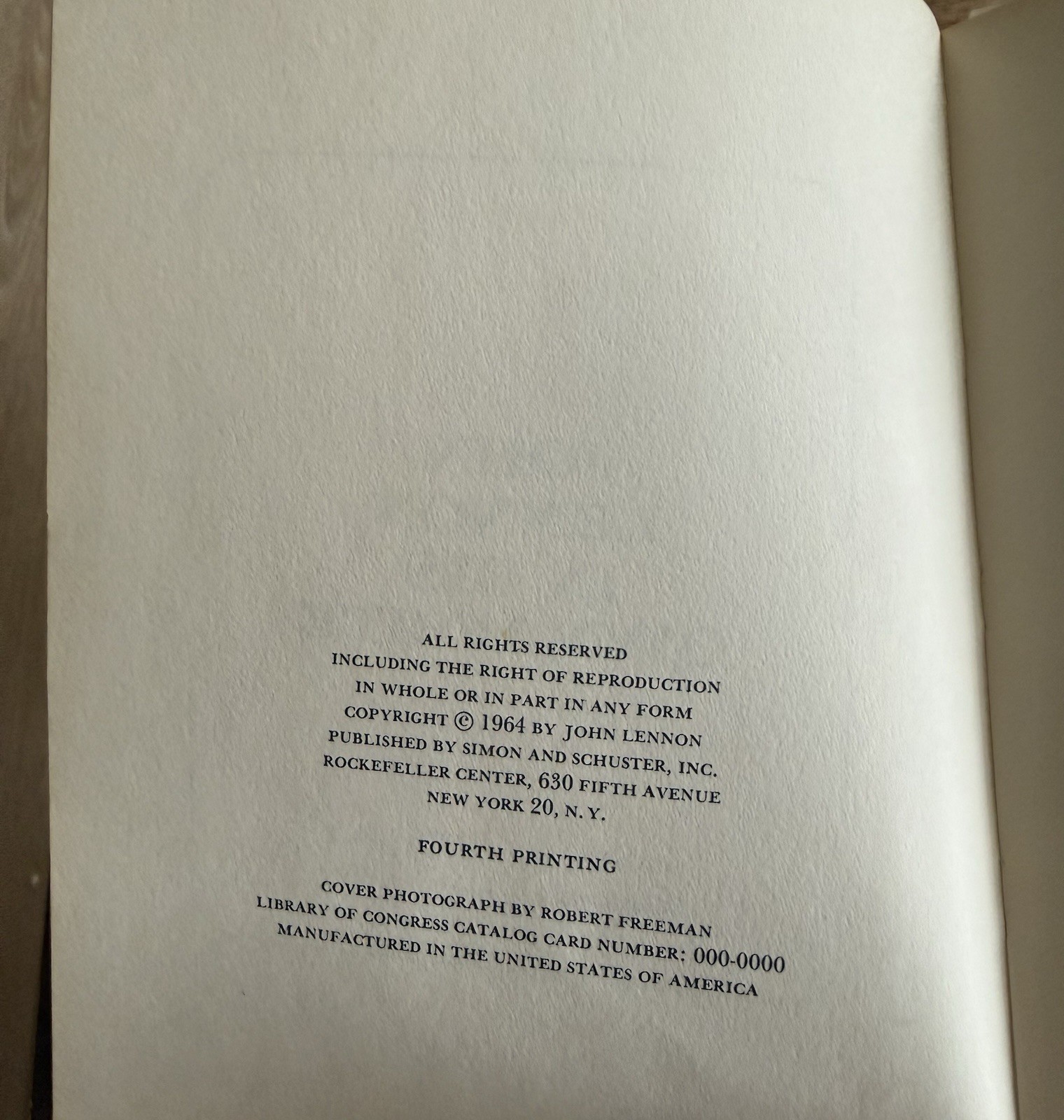 John Lennon In His Own Write Hardcover Simon & Schuster 4th Printing Beatles
