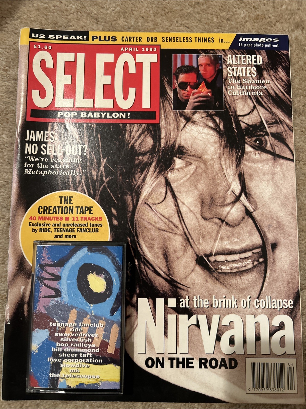 Nirvana SELECT magazine April-1992 Ride Shamen James LFO Big Star U2 Verve Curve