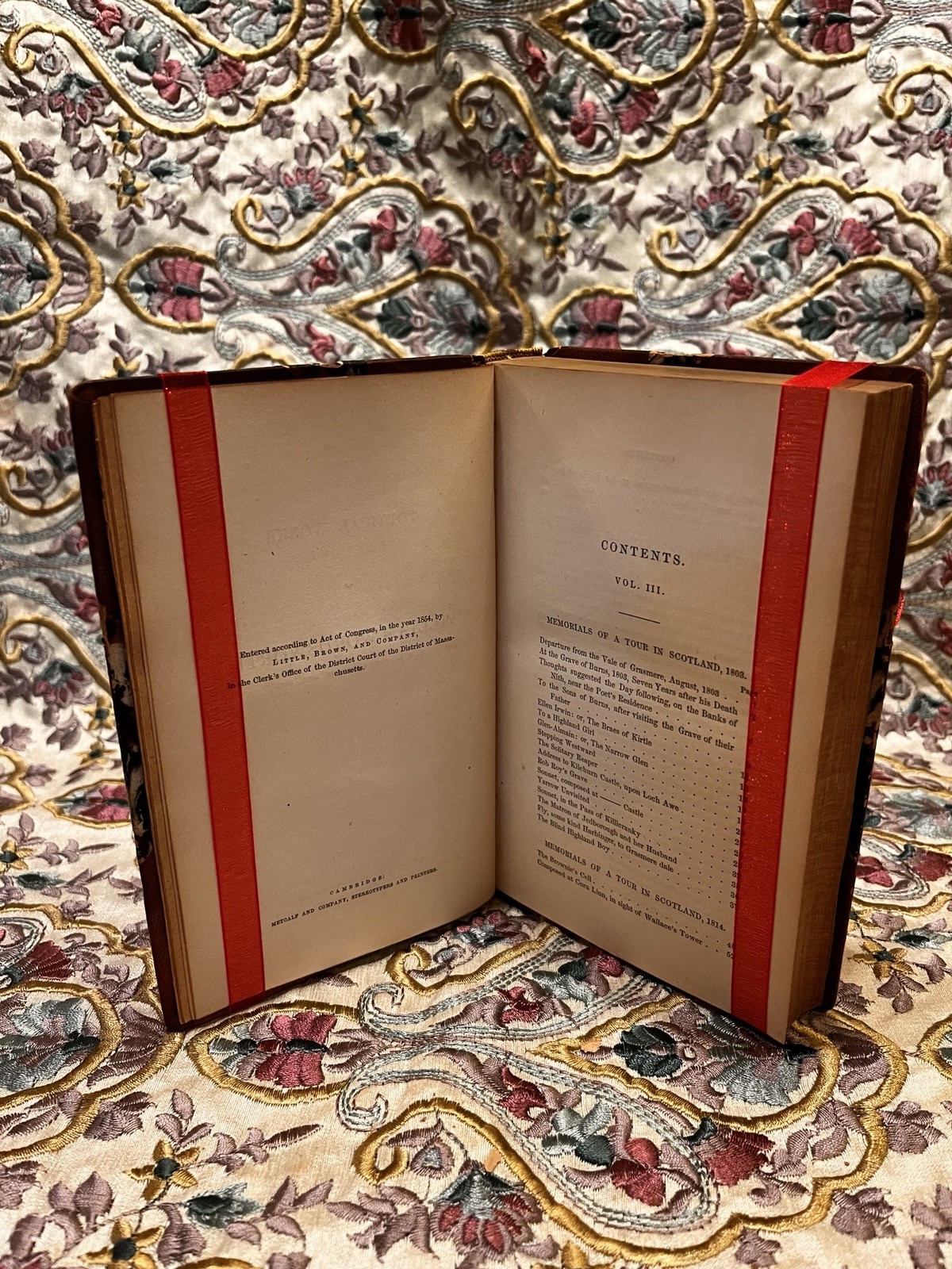 Memorials of a Tour in Scotland Vol. III. Hardcover, 1854. Little, Brown