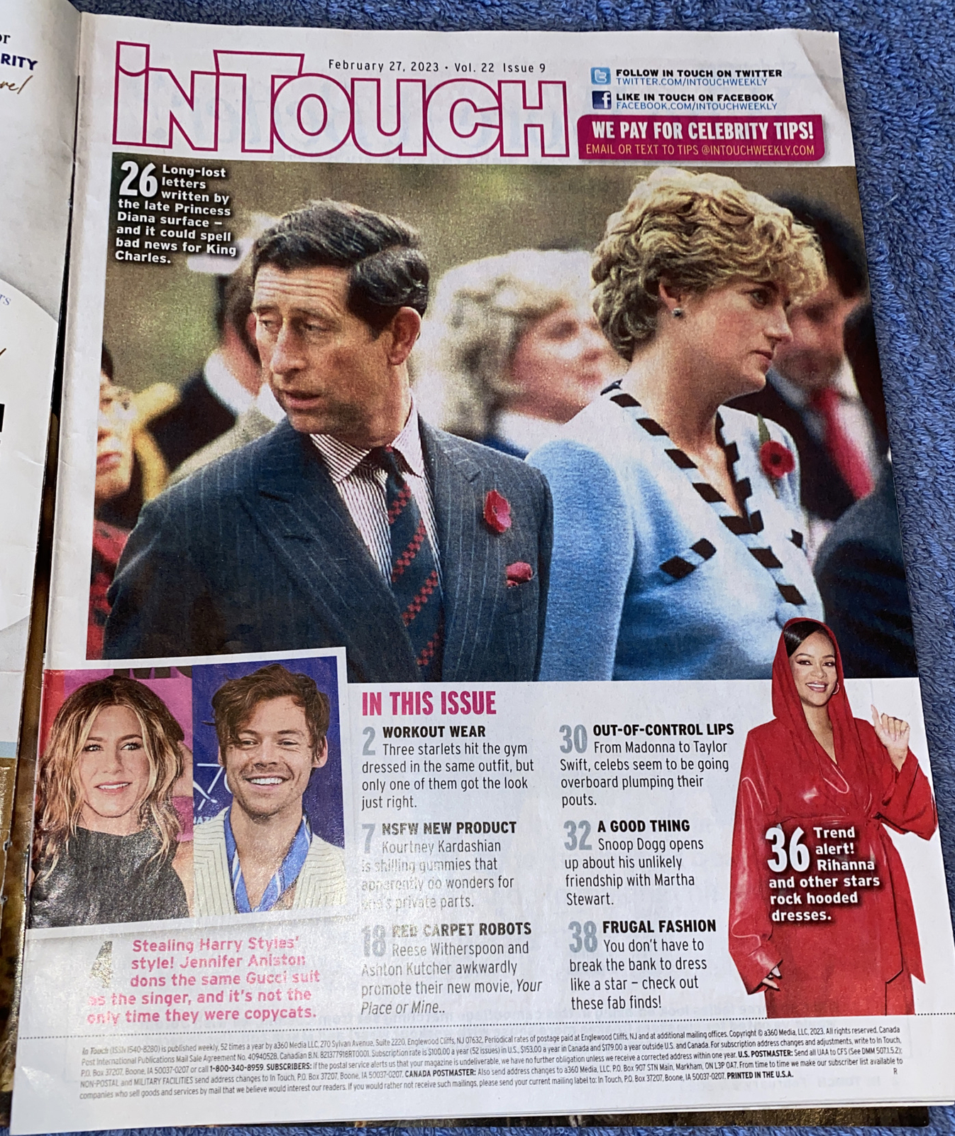 IN TOUCH Magazine Feb 27 2023 Shiloh Jolie-Pitt Rihanna Megan Fox Princess Diana