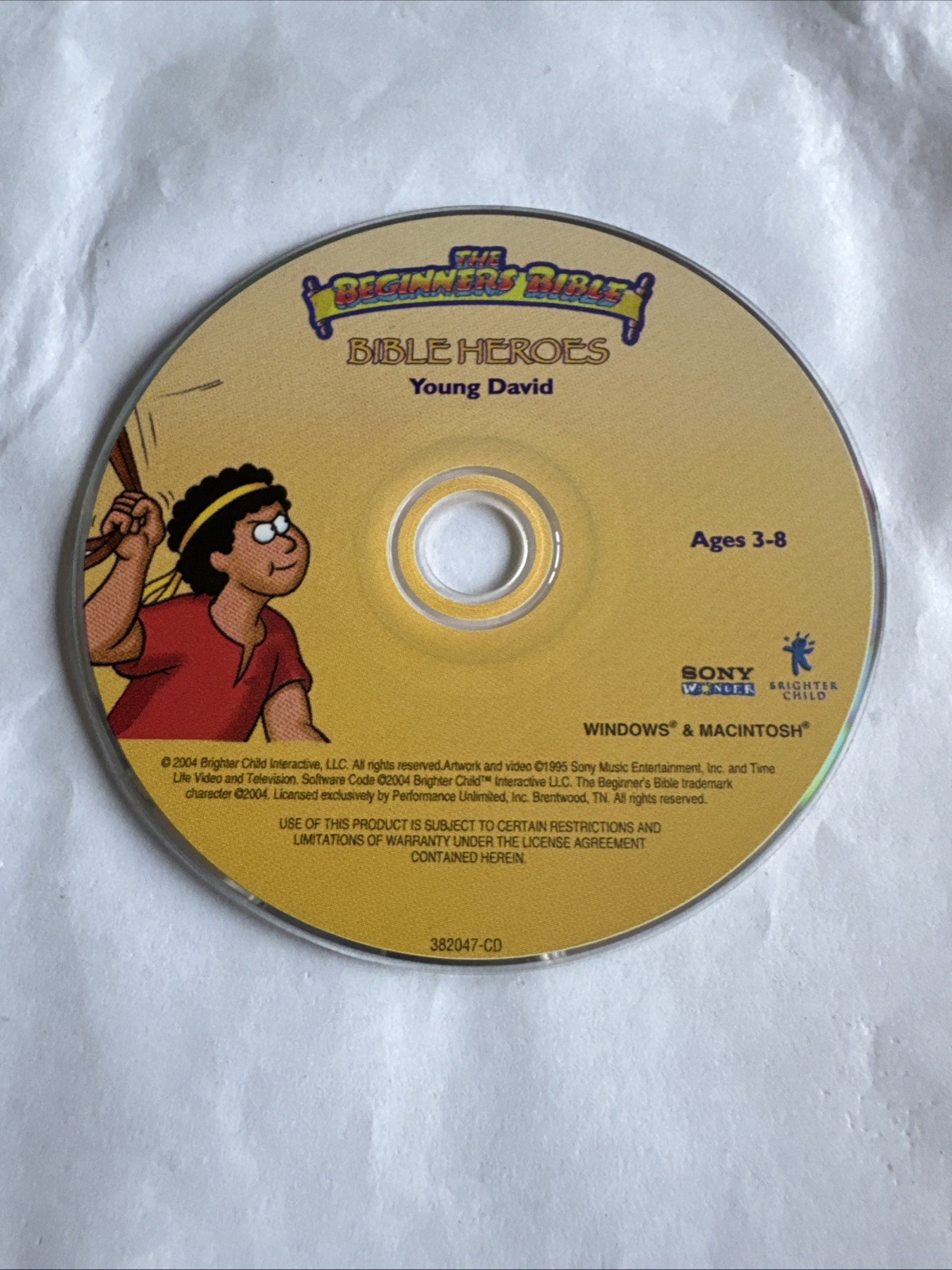 2004 CD-ROM titled The Beginner’s Bible: Bible Heroes Young David Disc Only