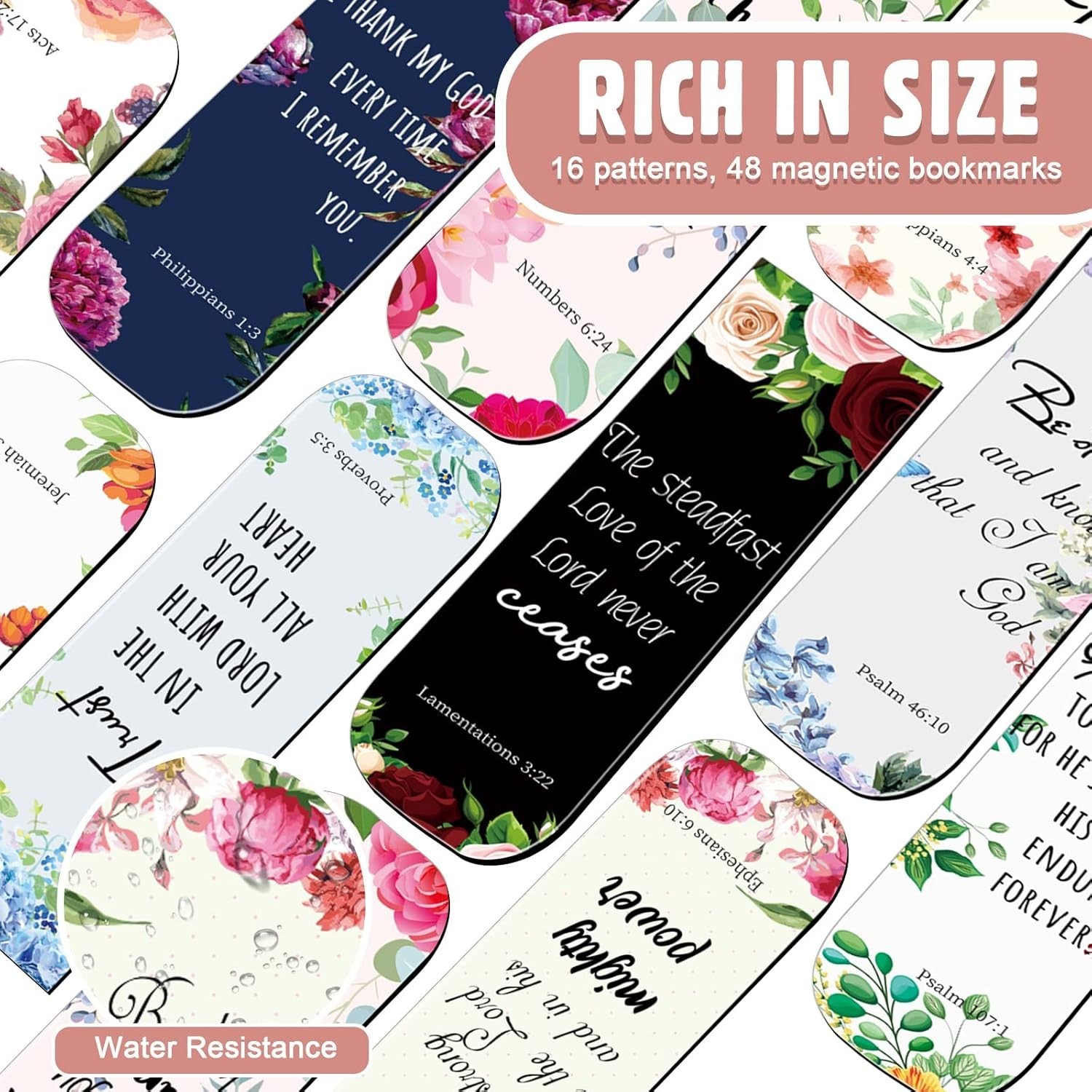 48 Pcs Bible Verse Magnetic Christian Bookmarks 0.8×4.7in Inspirational Scrip…