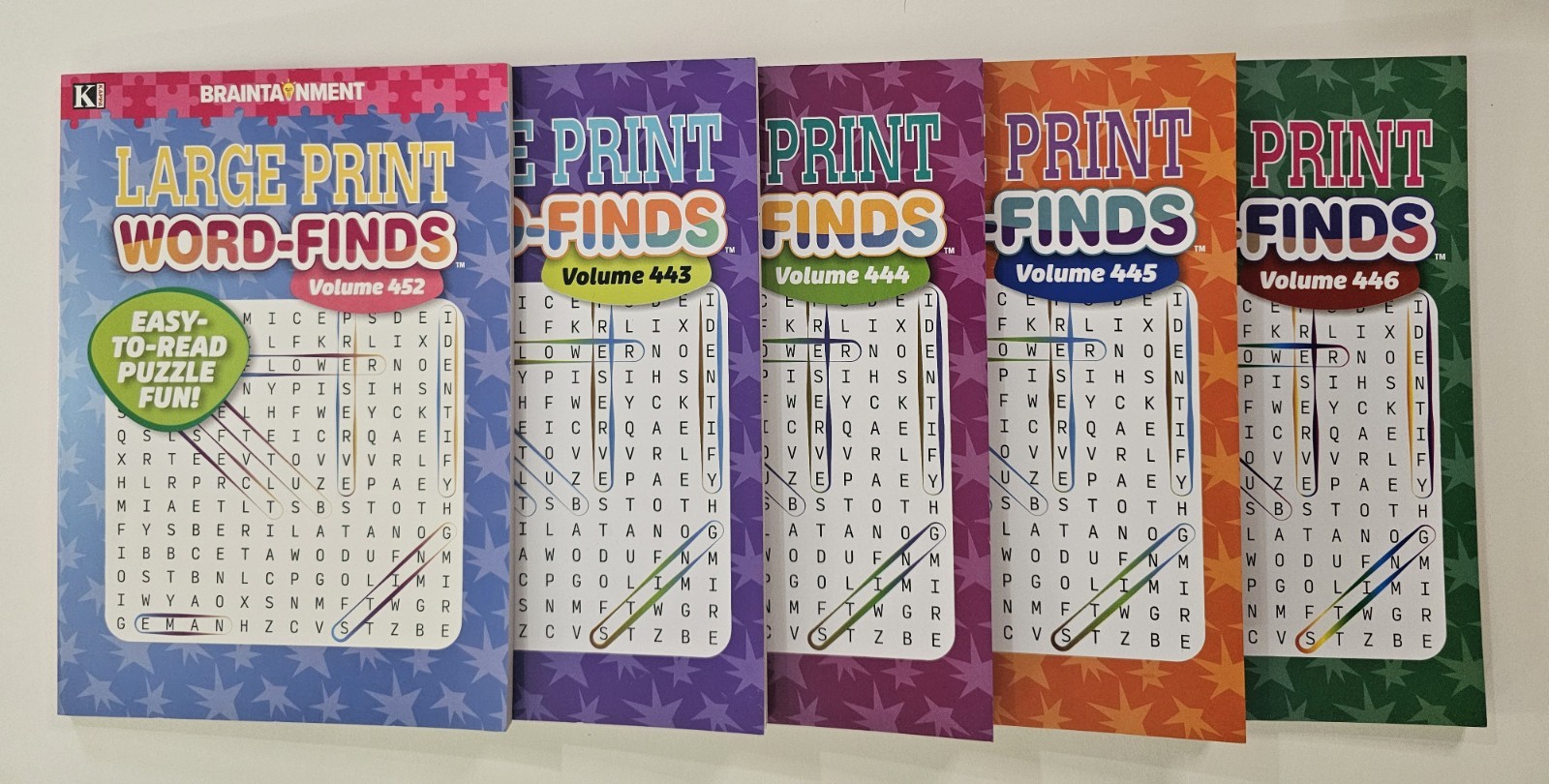 5 New Large Print Word-Finds Puzzle Books Kappa Games Vol #443-452 ~ Search,Hunt