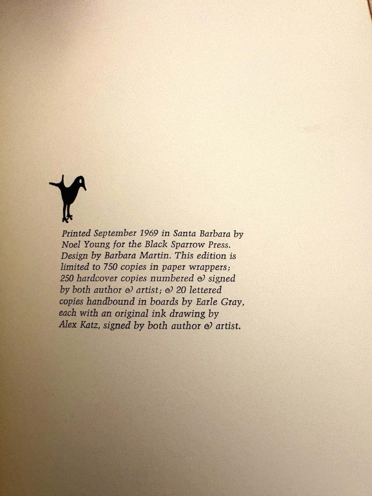 John Ashbery, FRAGMENT, Alex Katz Illustrated, Black Sparrow, LA, 1969, PB 1/750