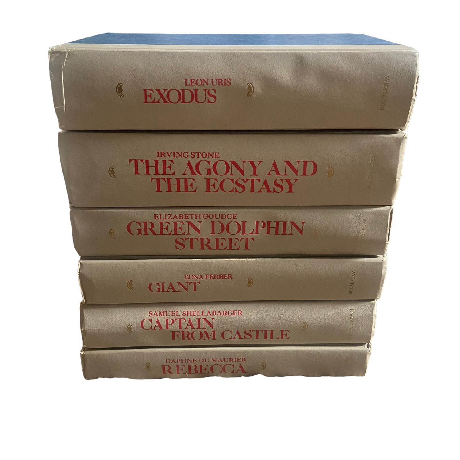 Lot of 6 Vintage Hardcover Novels Books Doubleday No Dust Jackets Giant Exodus