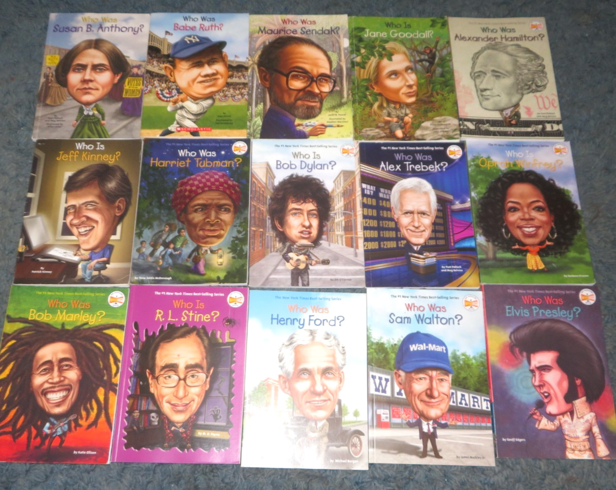 15 WHO WAS & WHO IS BOOKS- ELVIS, OPRAH, ALEXANDER HAMILTON, R.L. STINE ++