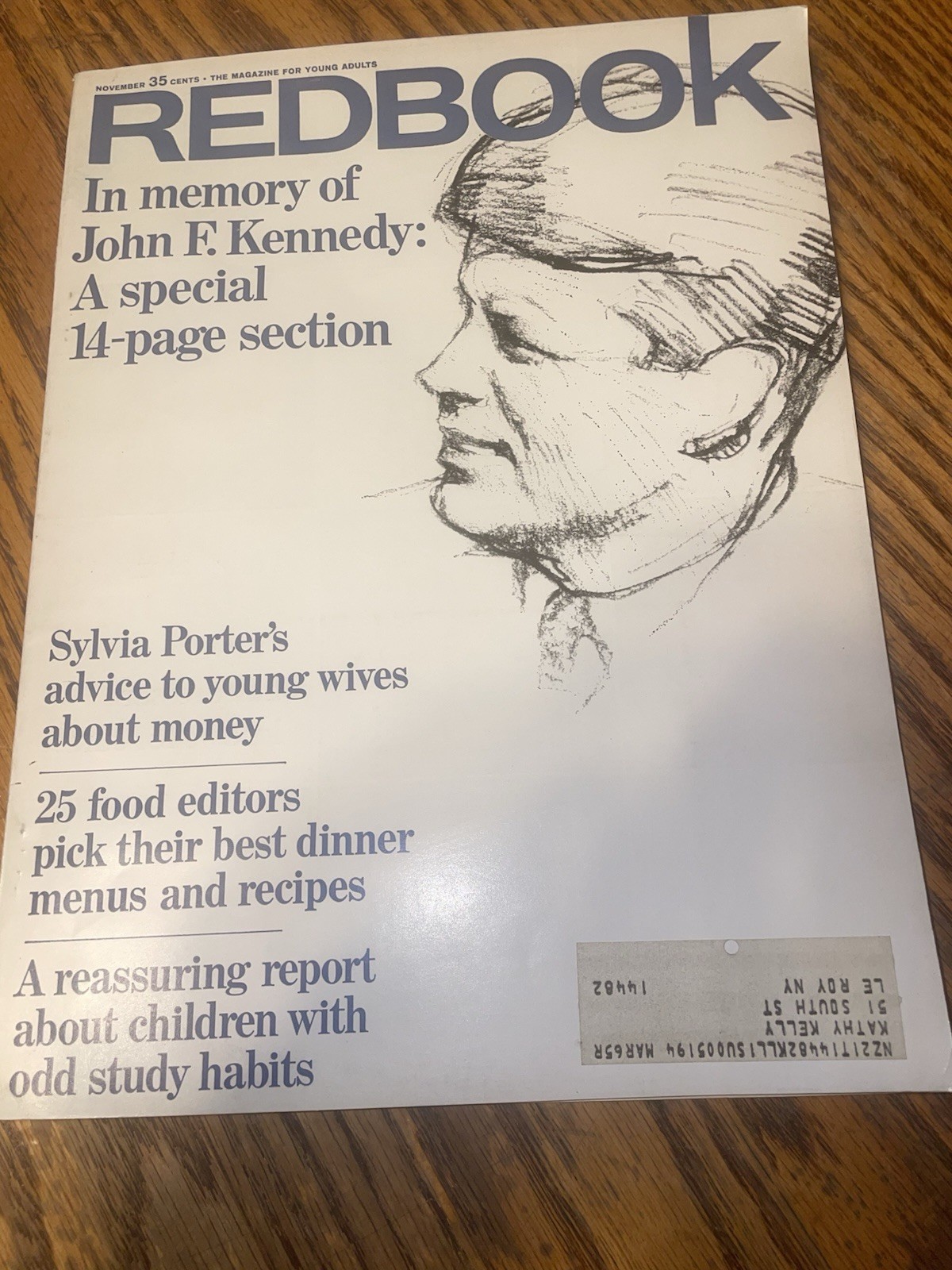 REDBOOK magazine Nov 1964 JOHN F. KENNEDY Memory 14 pages-MARY AUGUSTA RODGERS