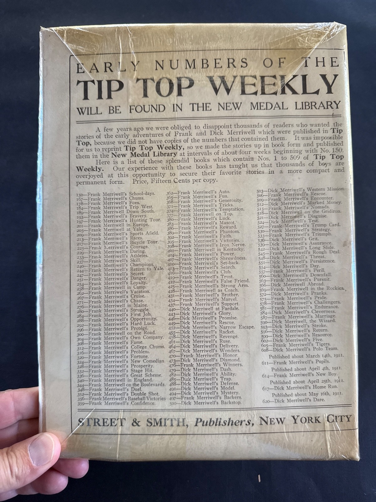 Tip Top Weekly #795 July 8 1911 Dick Merriwell’s Commencement Yale Baseball