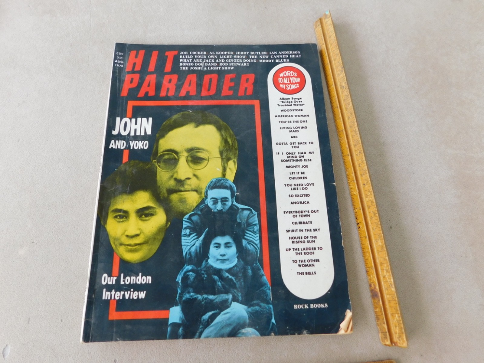 HIT PARADER Aug 1970 BEATLES John & Yoko Interview WOODSTOCK Songs Lyrics