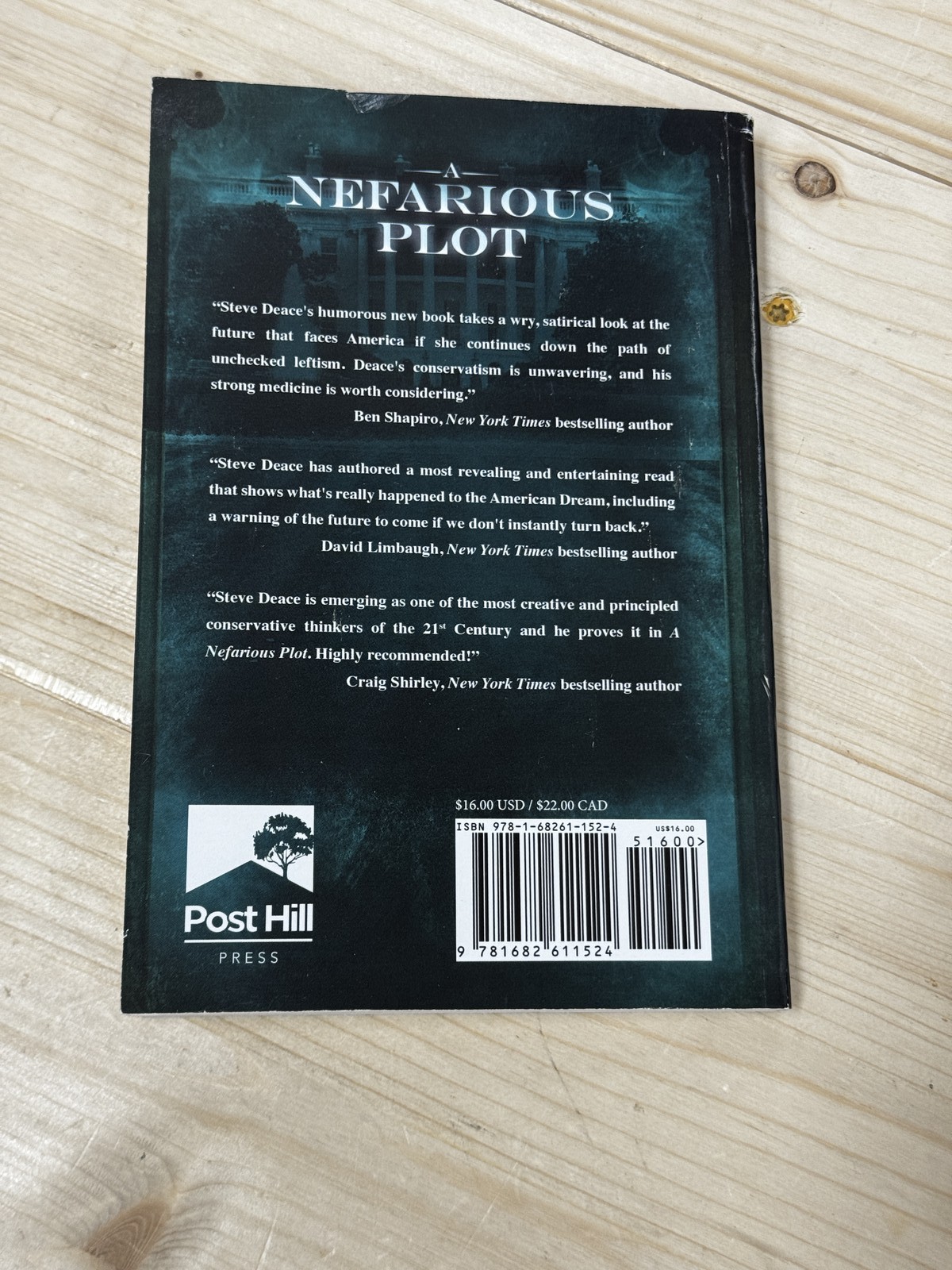 A Nefarious Plot by Steve Deace Paperback Political Fiction Thriller 2017