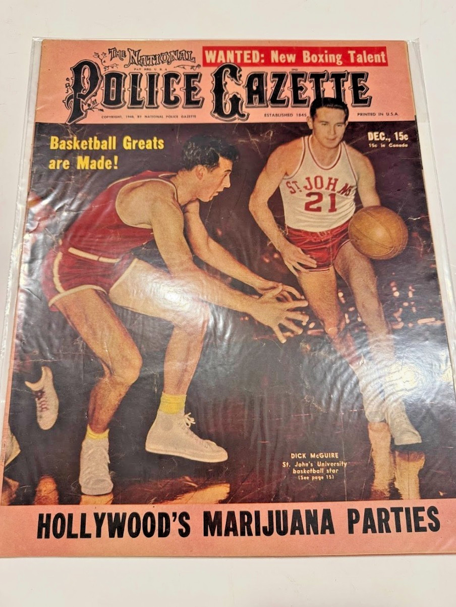 FREE SHIP! Police Gazette Dick McGuire St. John’s Basketball December 1948