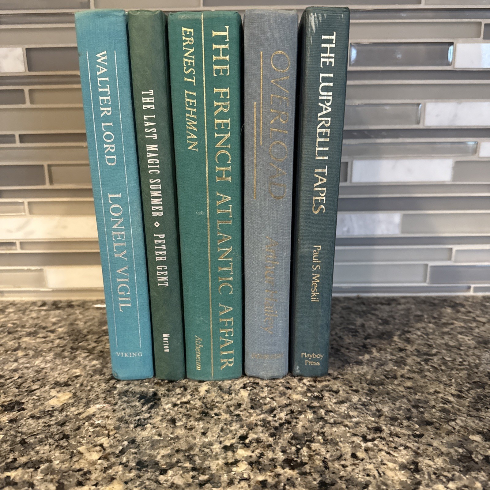 Vintage Decorative Book Lot of 5 📚 Green Aqua Spines Atlantic Affair Deco Shelf