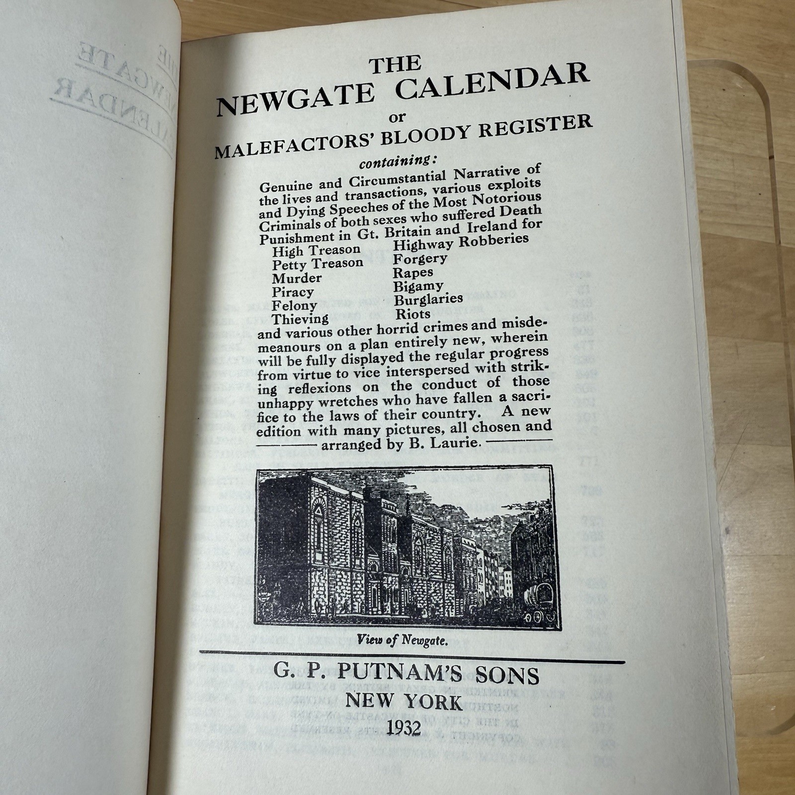 The Newgate Calander or Malefactors’ Bloody Register 1932 1ST. G.P.PUTNAM’S SONS