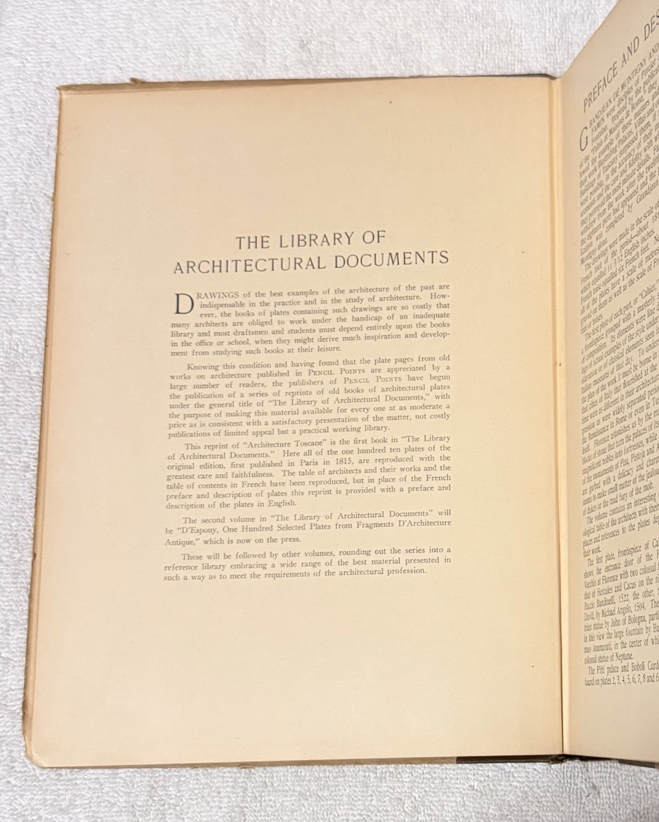1923, John V. VAN PELT / Architecture Toscane Pencil Point Press Vintage Vol. 1