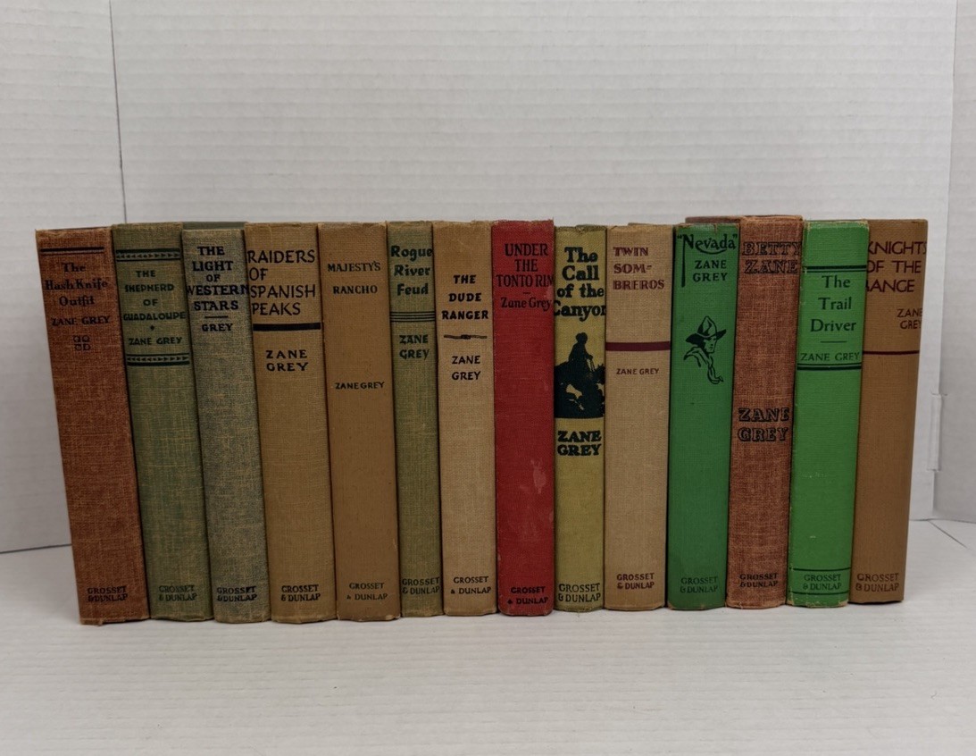 Antique Vintage Zane Grey Hardcover Books Lot Bundle (14) 1910s-1940s Good Cond.