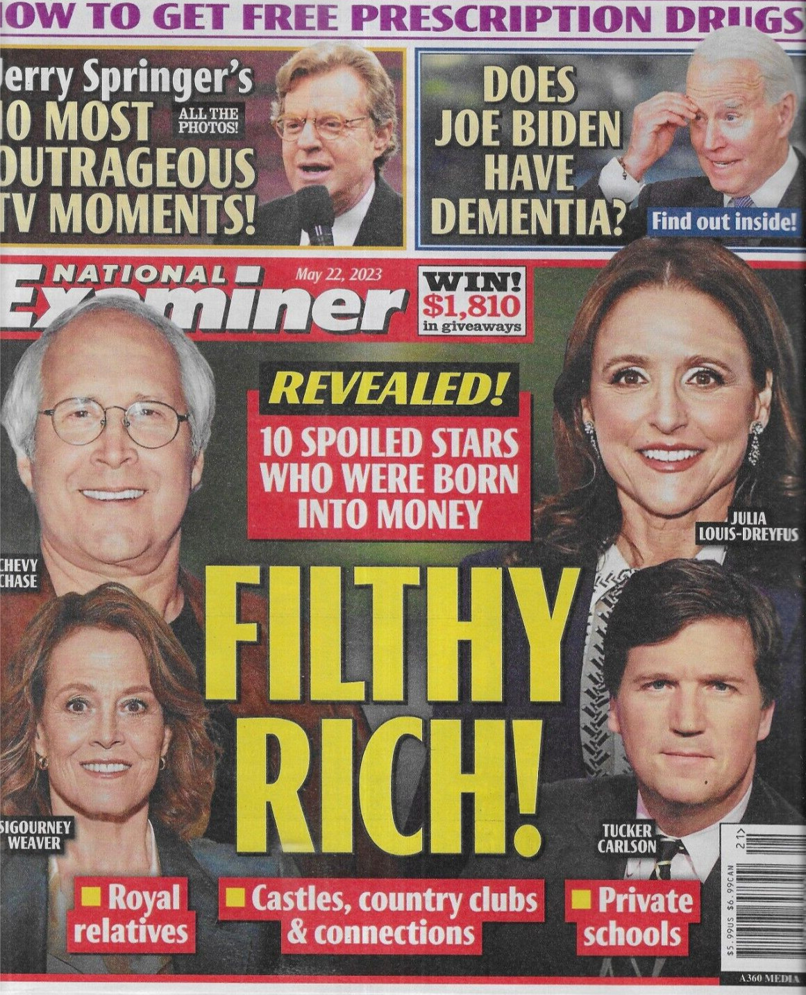 National Examiner Born Rich Stars Jerry Springer Joe Biden Montgomery Clift 2023